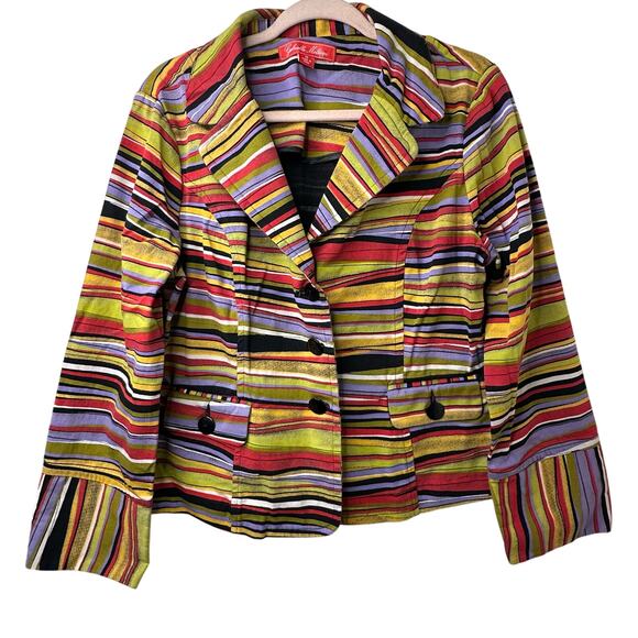 Sz 12 NWOT Gabriella Molinari Striped Blazer Jacket Multicolor Retro Maximalist - Picture 1 of 7